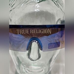 NWT True Religion Charcol And Splatter White Logo Oversized Visor Sunglasses